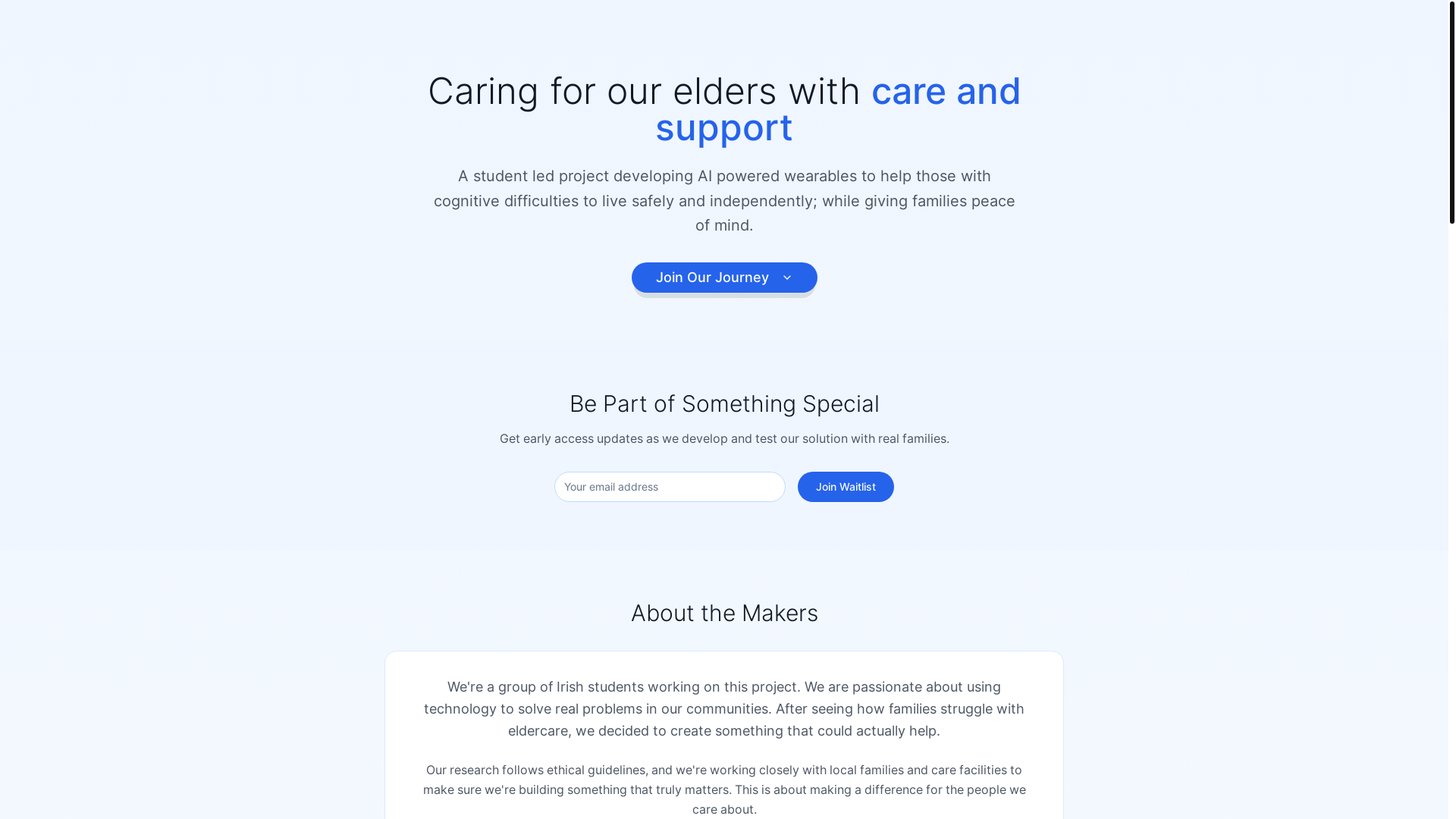 website screenshot of https://caretether-landing-page.pages.dev/