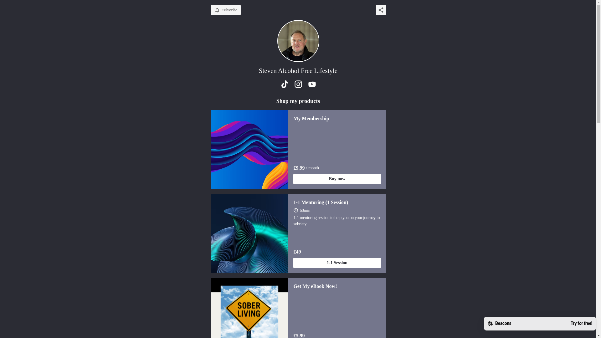 website screenshot of https://stevenalcoholfreelifestyle.com/