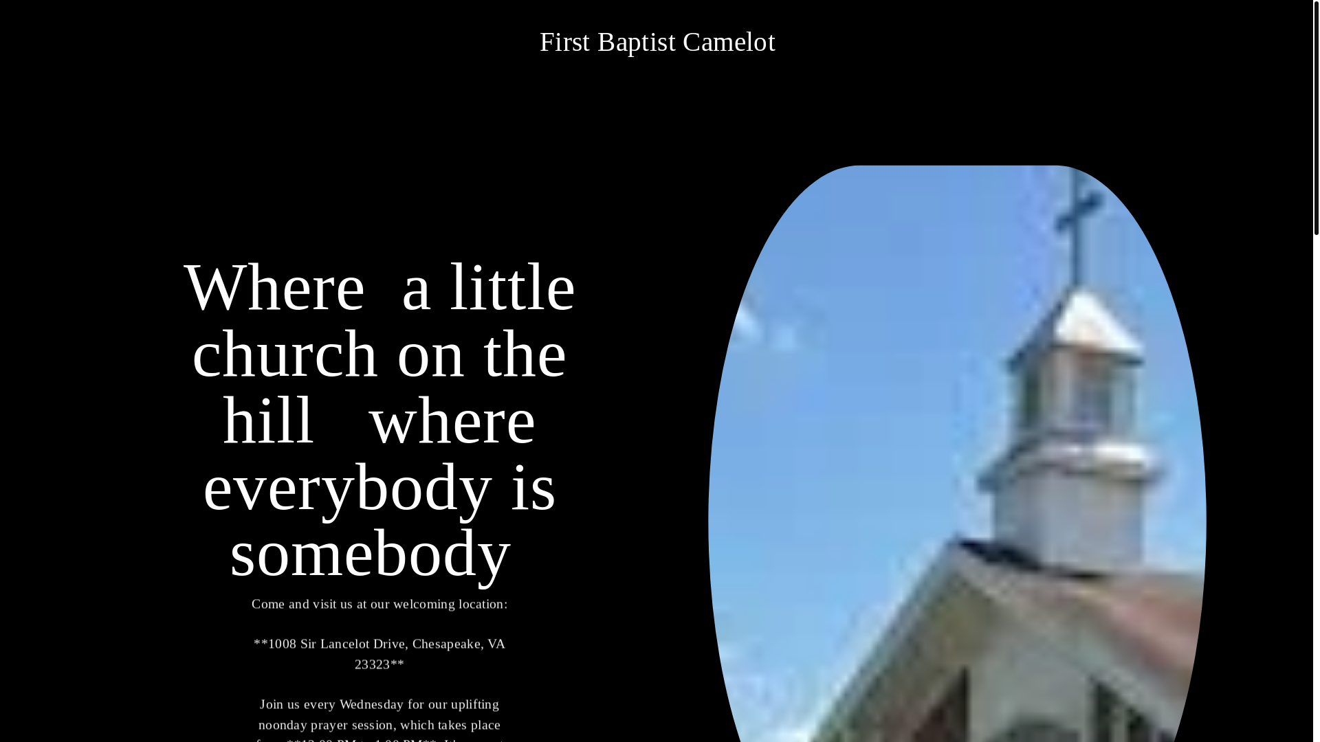 website screenshot of https://first-baptist-camelot.com/