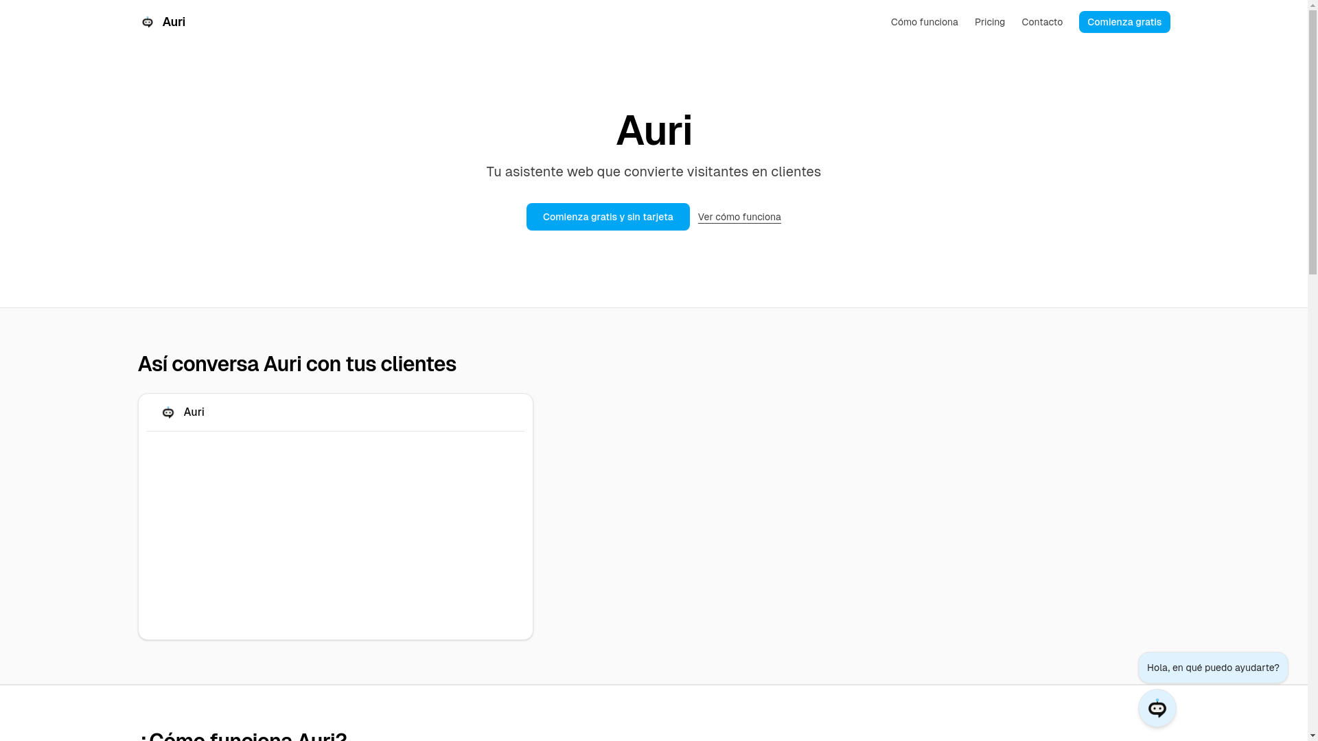 website screenshot of https://auri-chatbot.es/