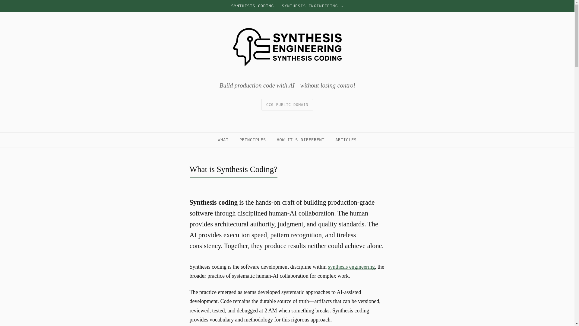 website screenshot of https://synthesiscoding.org/