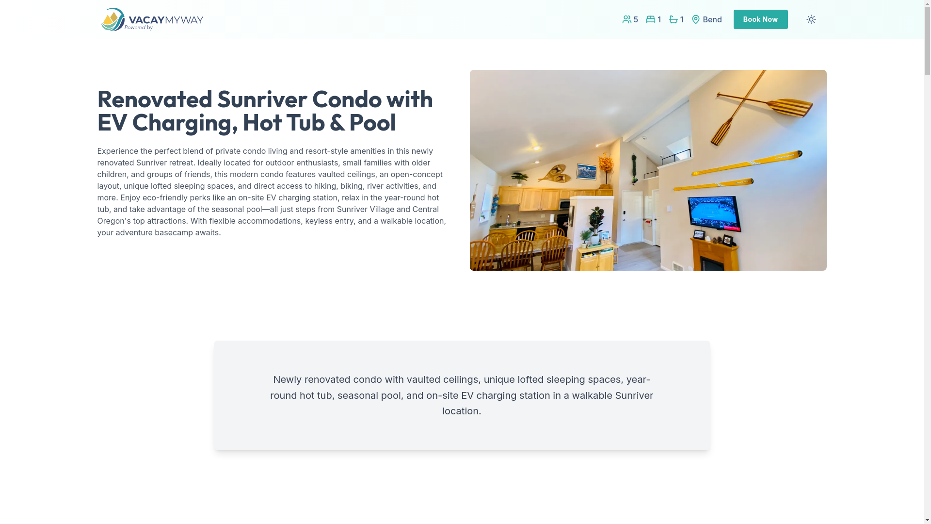 website screenshot of https://rechargebend.vacations/