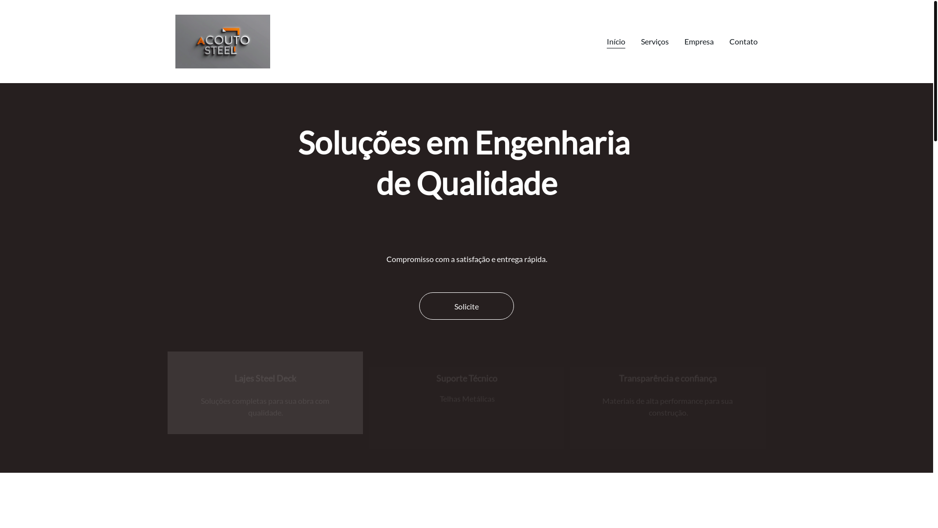 website screenshot of https://acoutosteelengenharia.com.br/