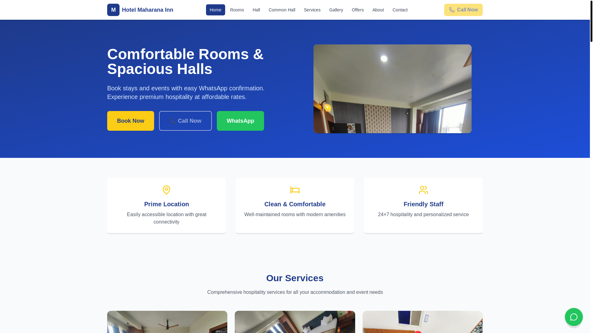 website screenshot of https://hotelmaharanainn.site/