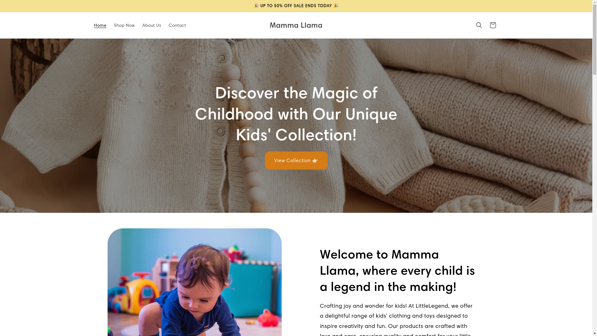 website screenshot of https://mammallamastore.com/