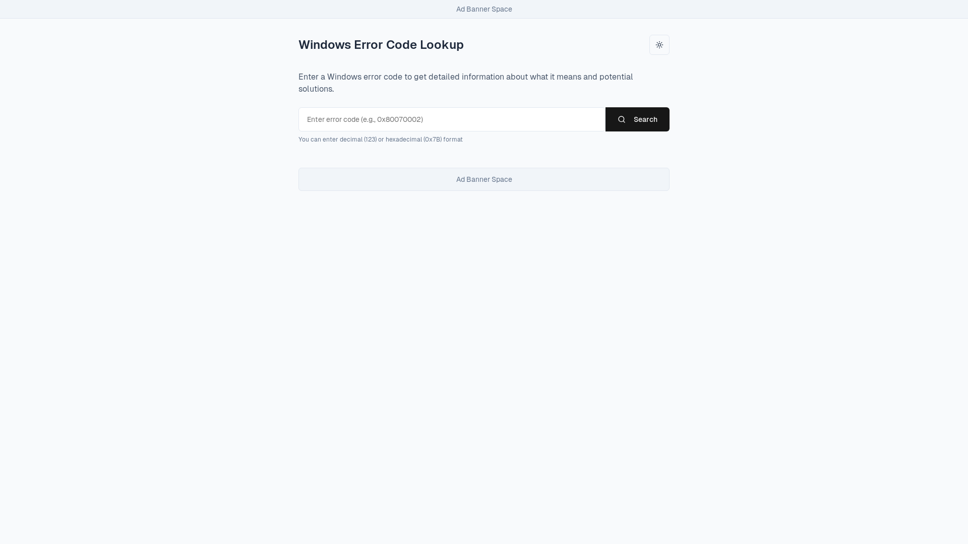 website screenshot of https://winerrorlookup.com/