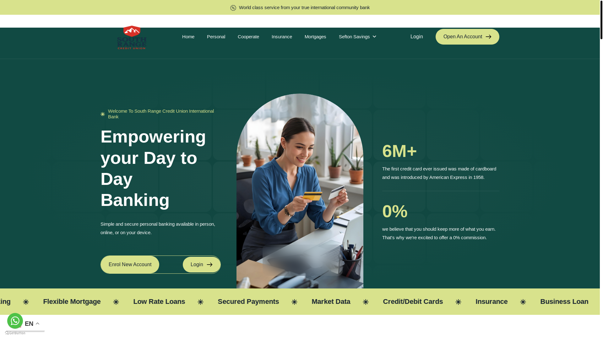 website screenshot of https://southrangecreditunion.com/