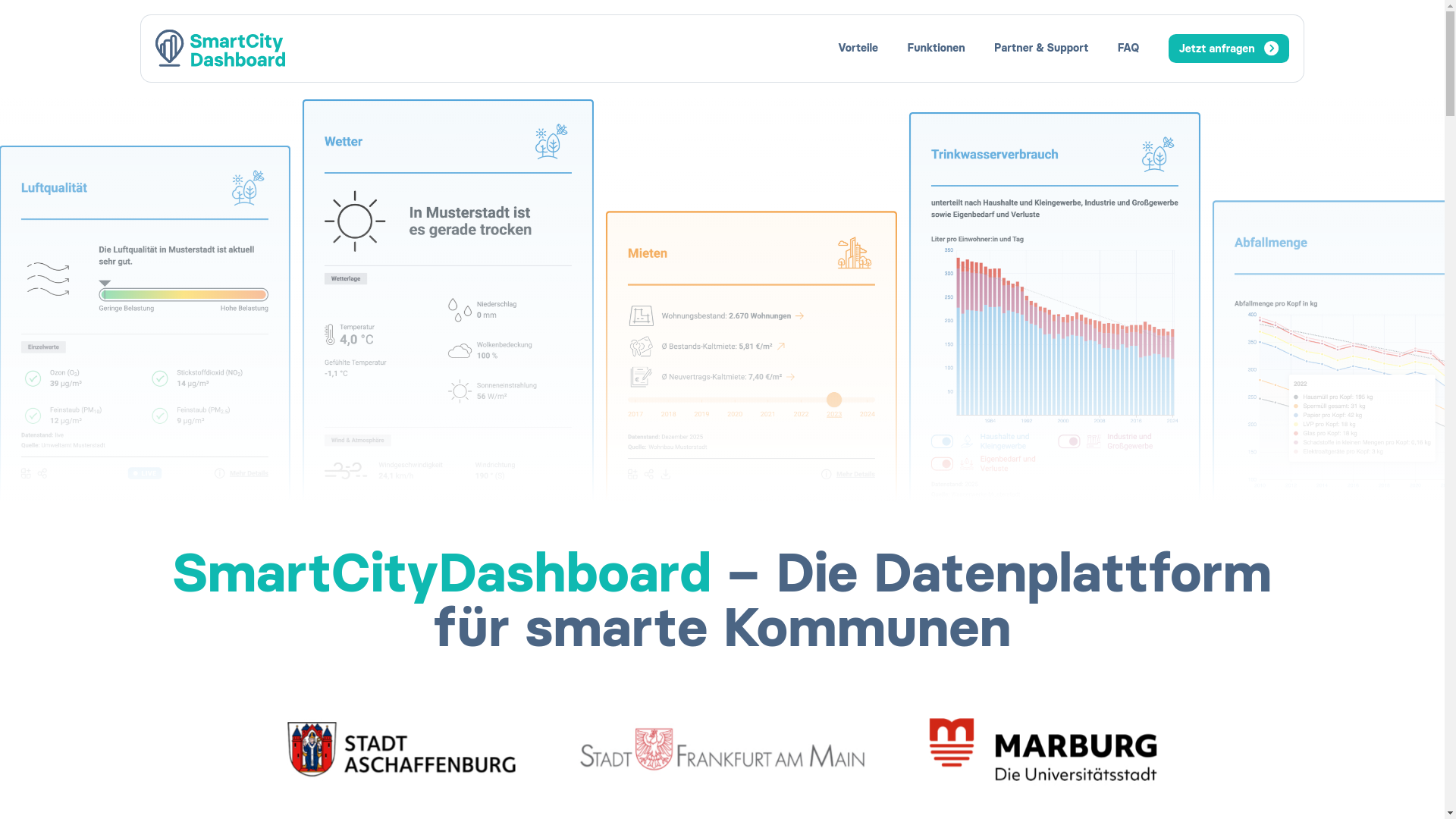 website screenshot of https://smart-city-dashboard.de/