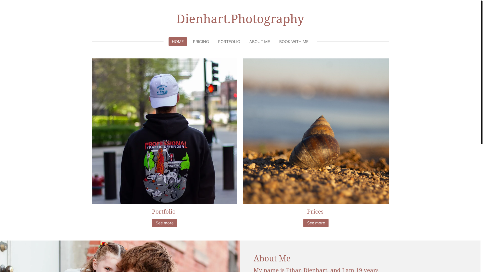 website screenshot of https://dienhartphotography.com/