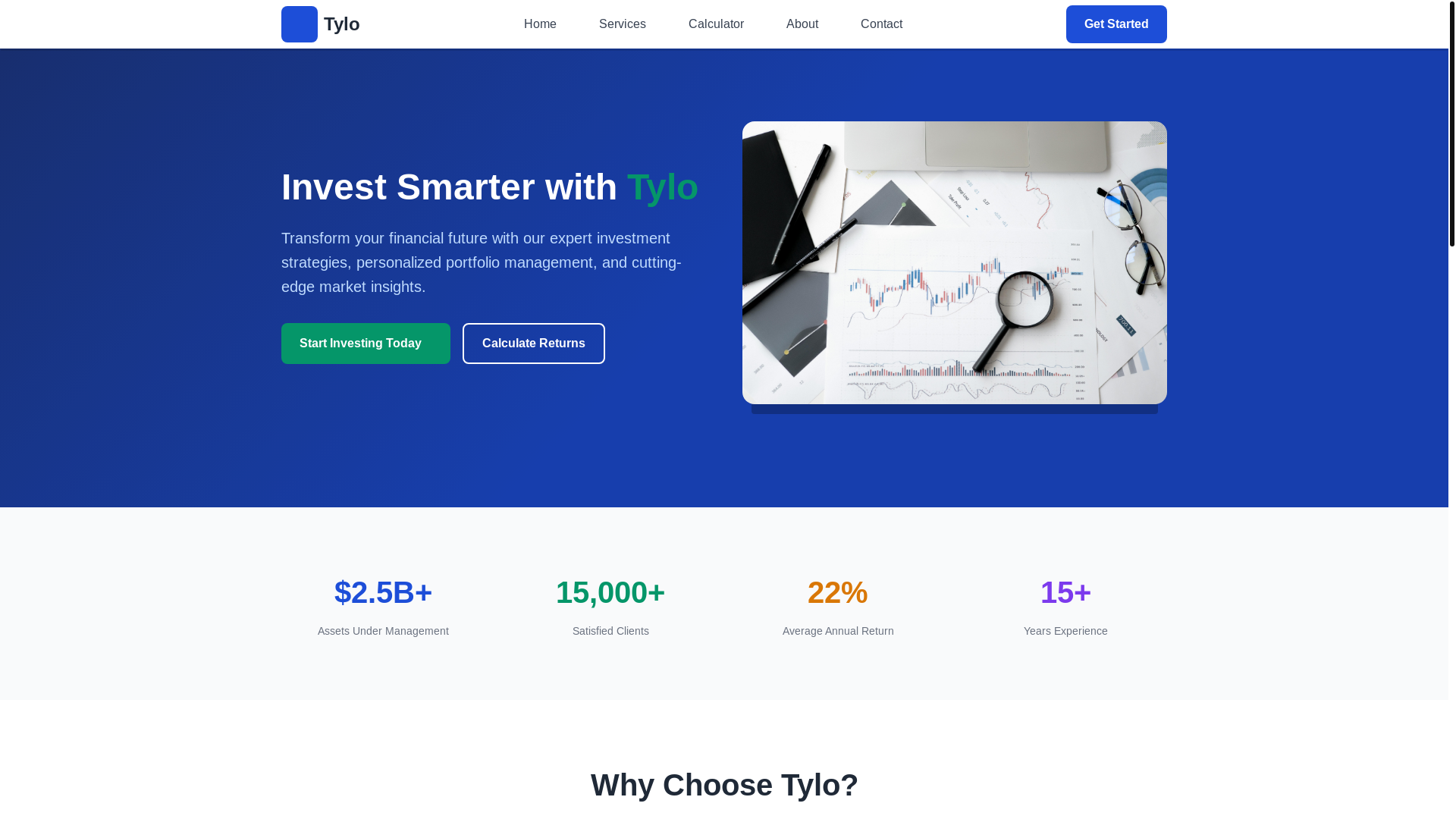 website screenshot of https://tyloinvestments.com/