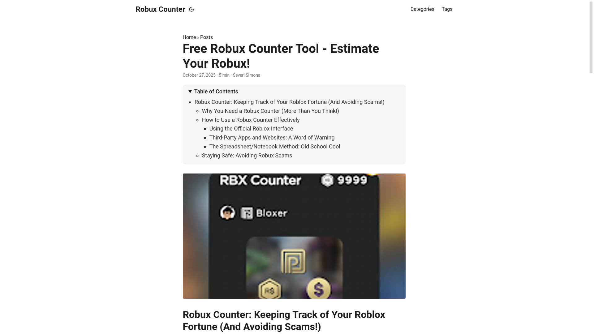 website screenshot of https://robux-counter.pages.dev/