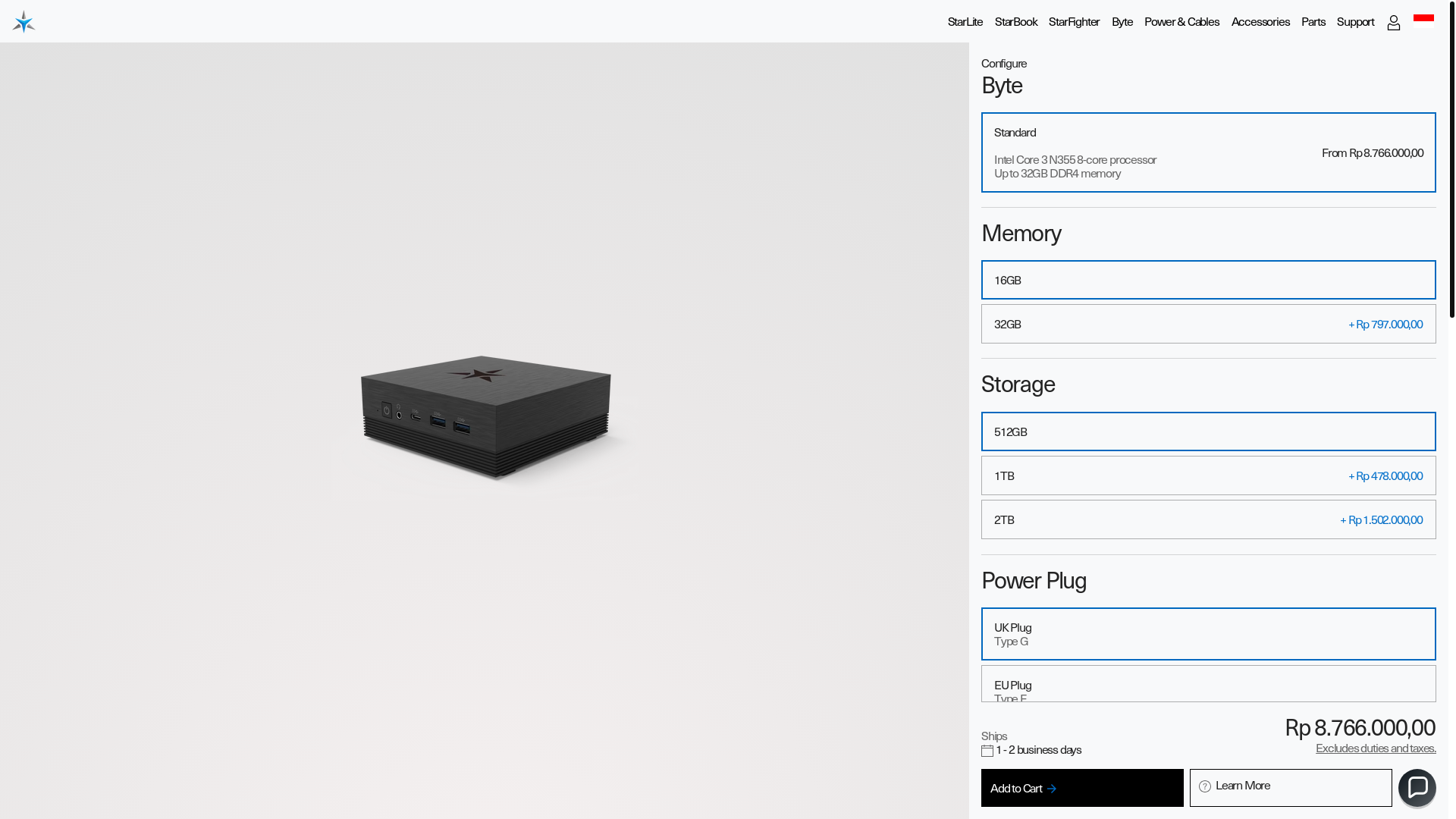 website screenshot of https://starlabs.systems/products/byte?partner=zorin