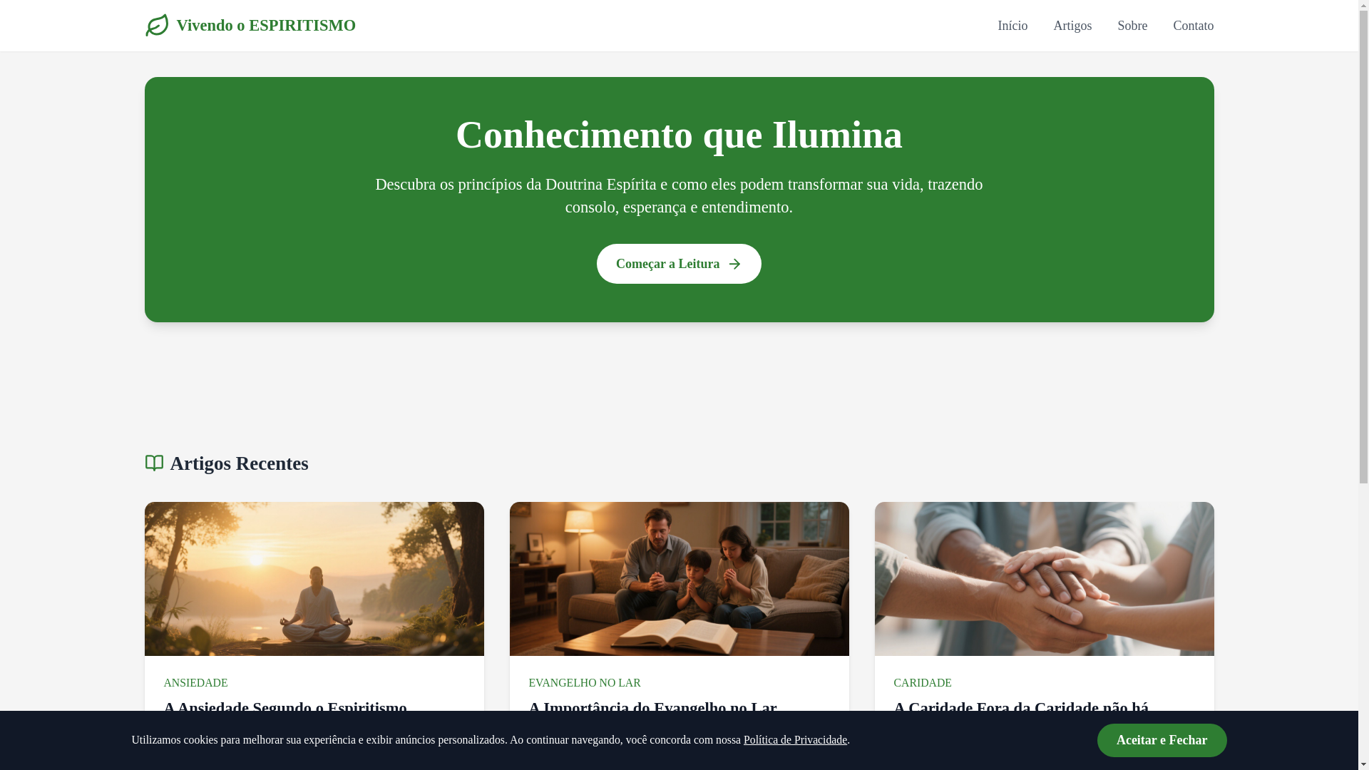 website screenshot of https://vivendooespiritismo.online/