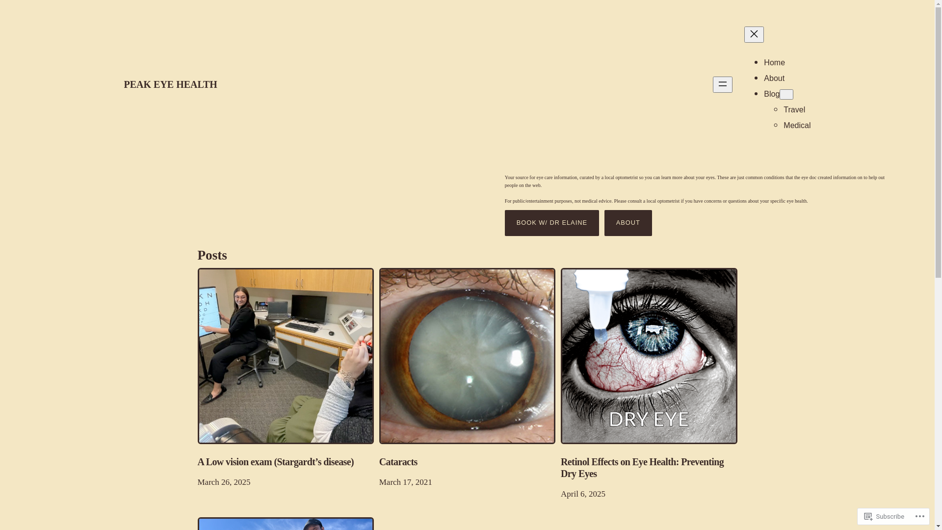 website screenshot of https://peakeyehealth.co/