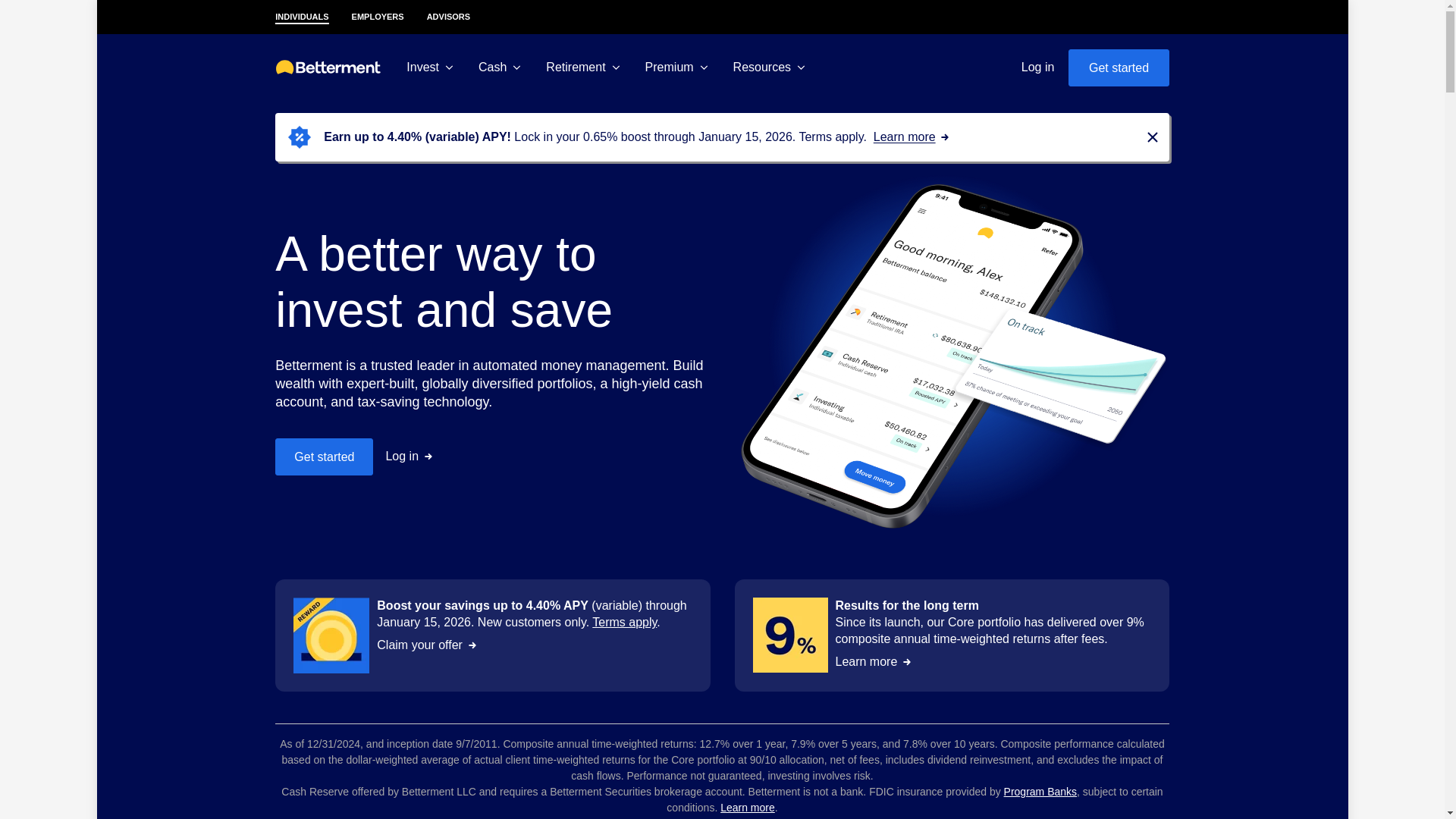 website screenshot of https://www.betterment.com/