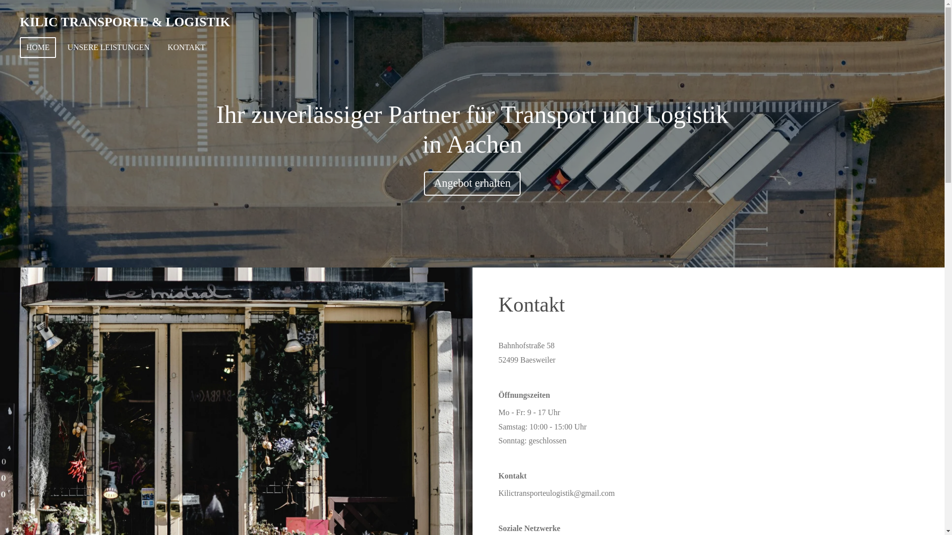 website screenshot of https://kilictransporteundlogistik.de/