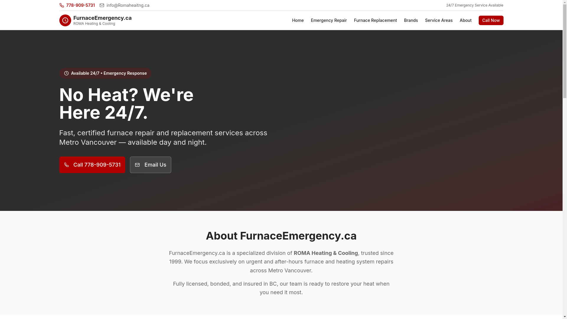 website screenshot of https://furnaceemergency.ca/