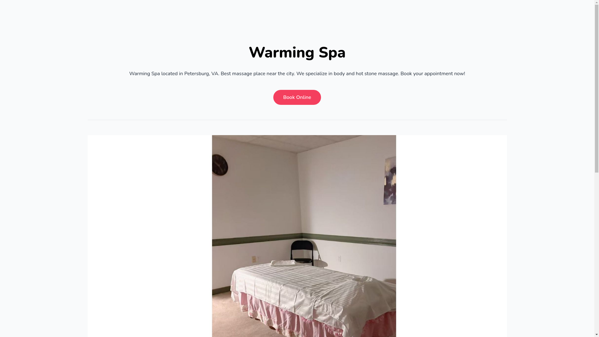 website screenshot of https://warmingspa.com/