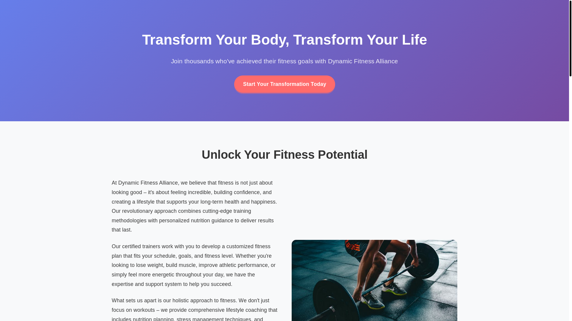 website screenshot of https://dynamicfitnessalliance.club/