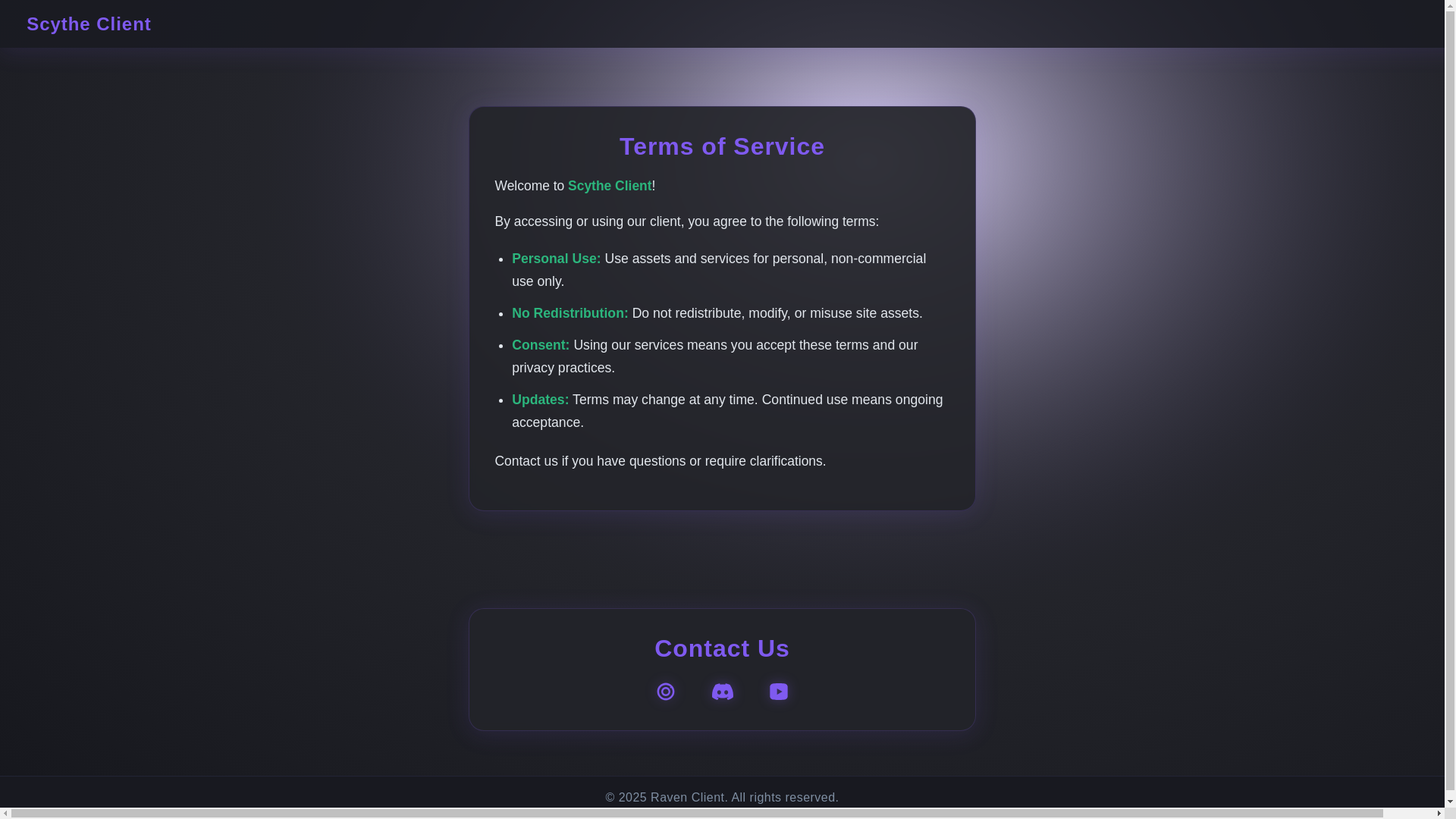 website screenshot of https://scytheclient.com/