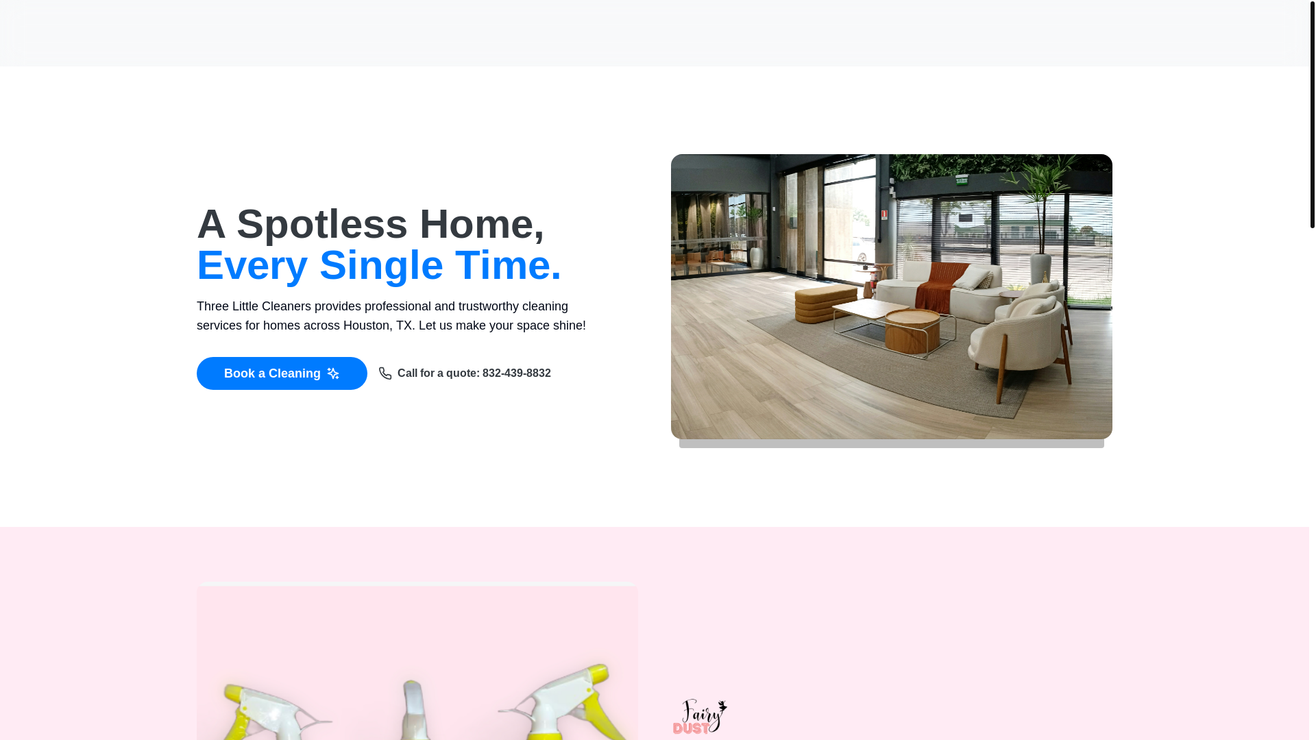 website screenshot of https://threelittlecleaners.com/