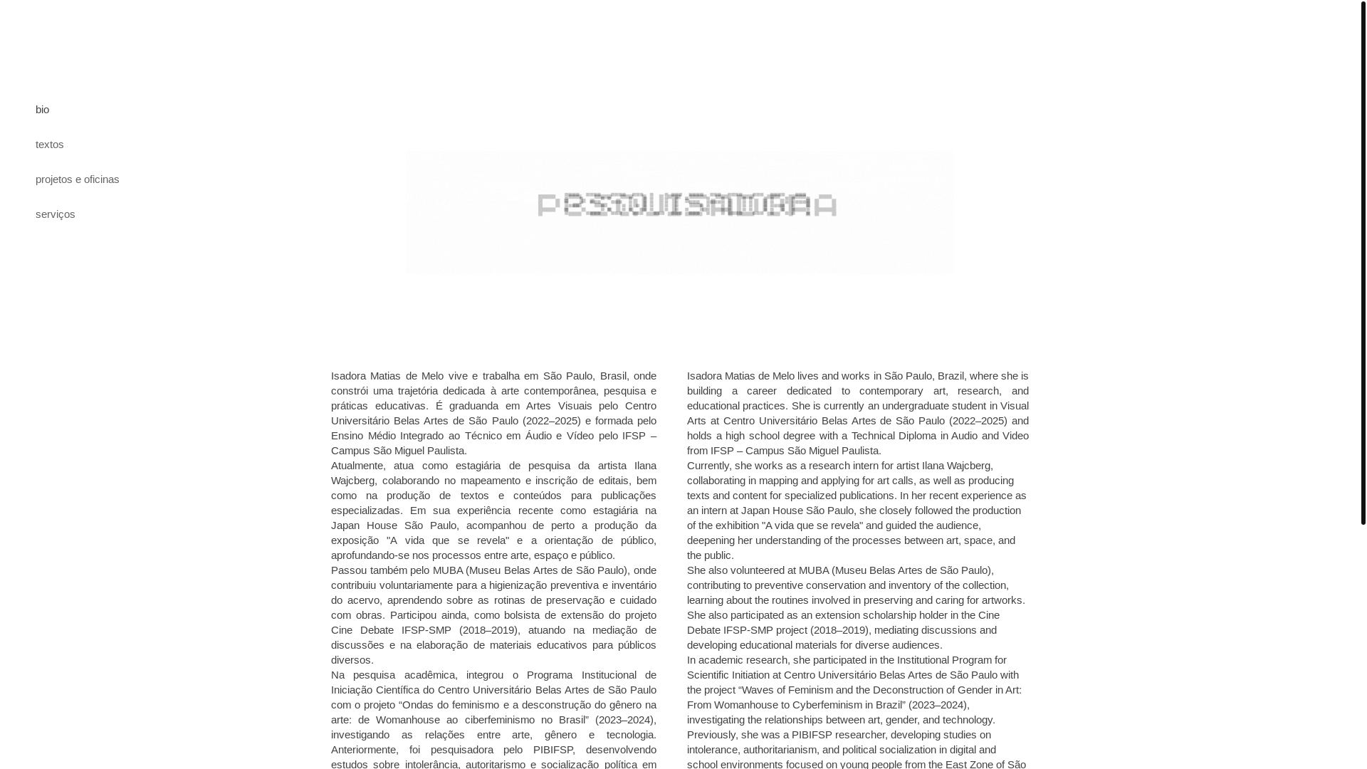 website screenshot of https://isadoramatias.com/