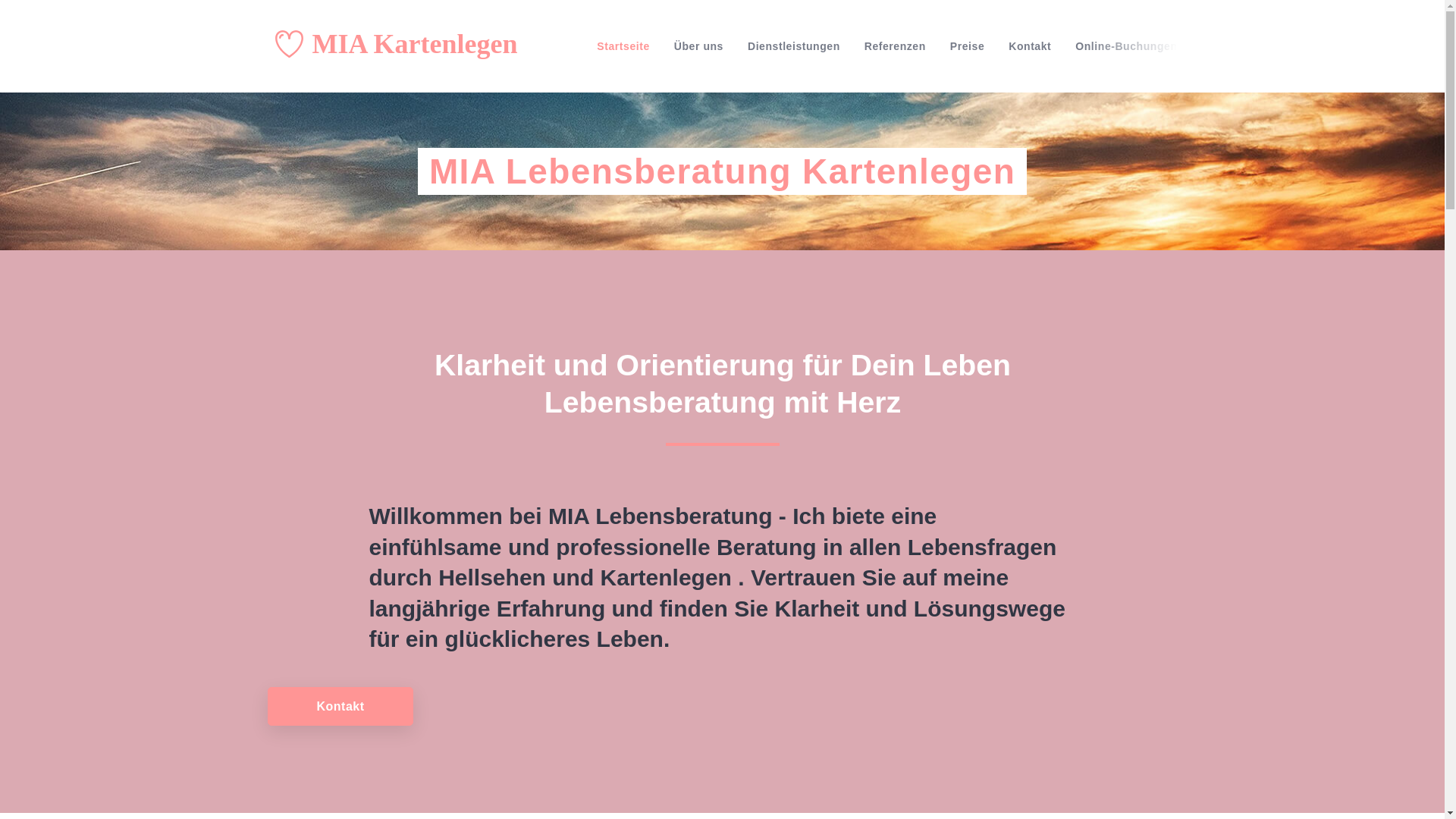 website screenshot of https://mia-kartenlegen.de/