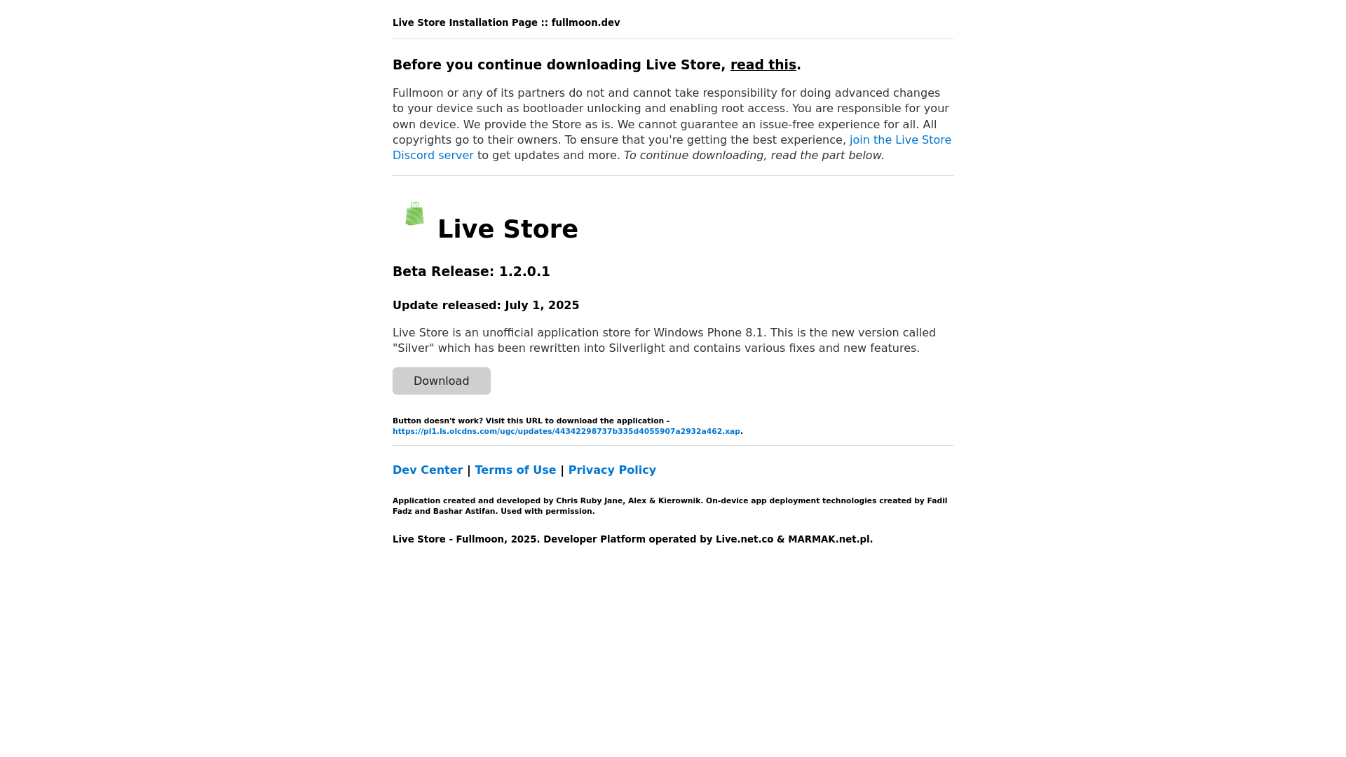 website screenshot of https://windowsphone-apollo.pages.dev/