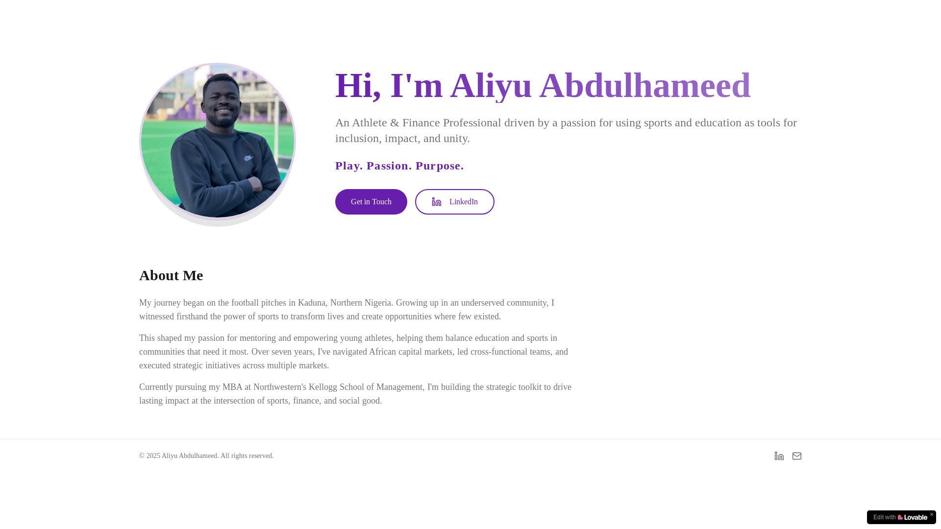 website screenshot of https://aliyuabdulhameed.com/