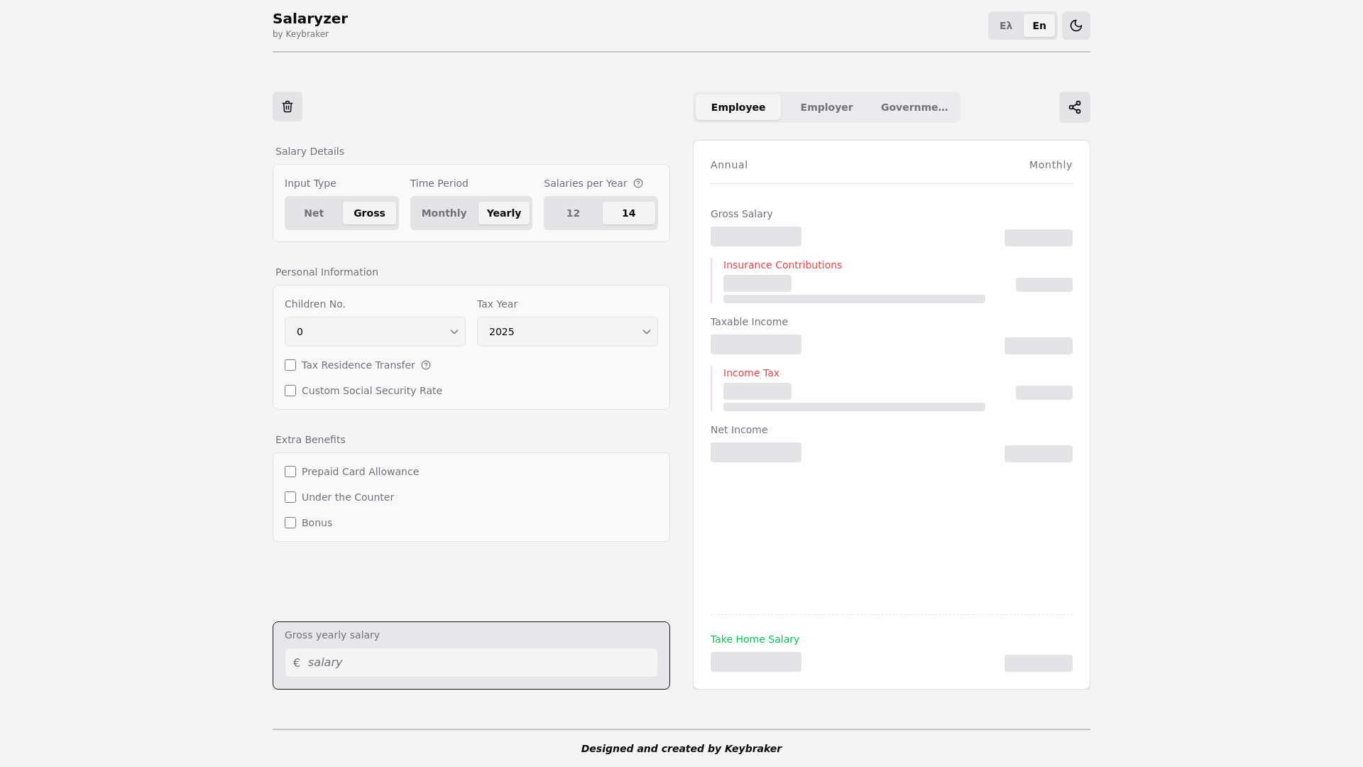 website screenshot of https://salaryzer.site/