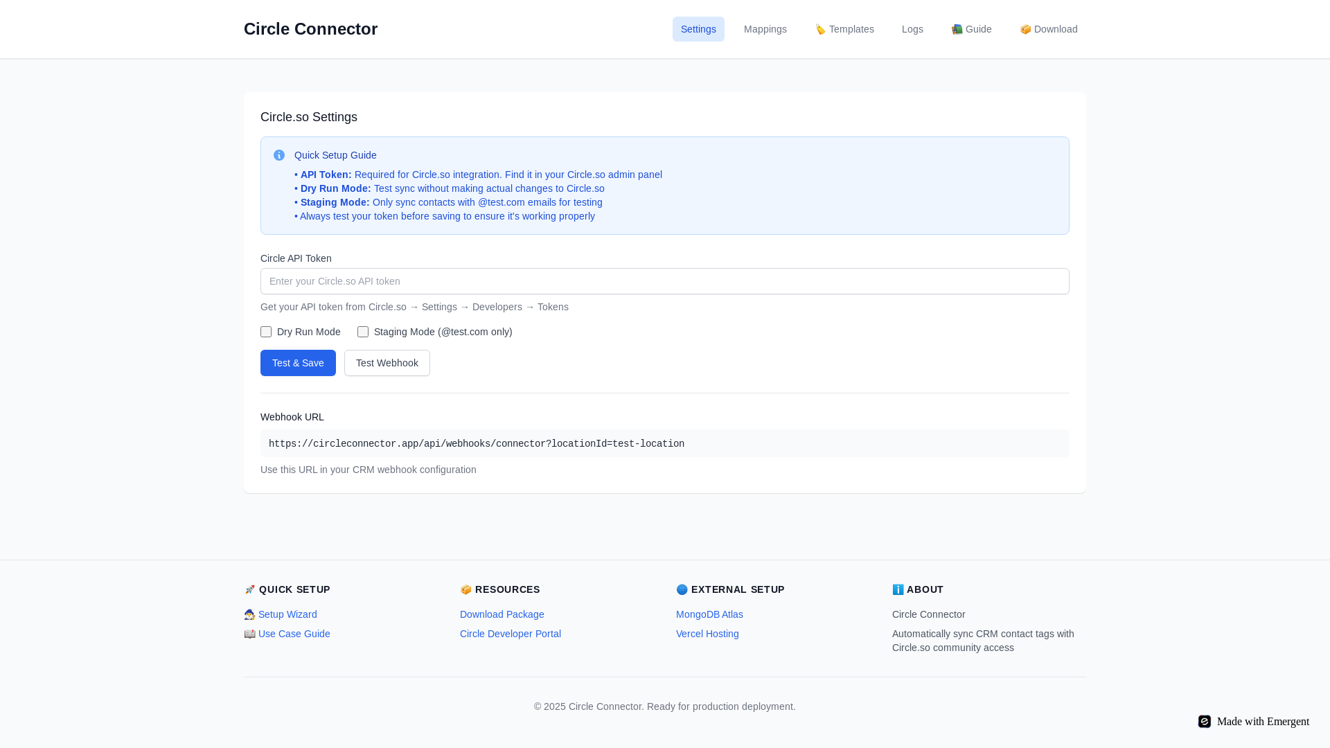 website screenshot of https://circleconnector.app/