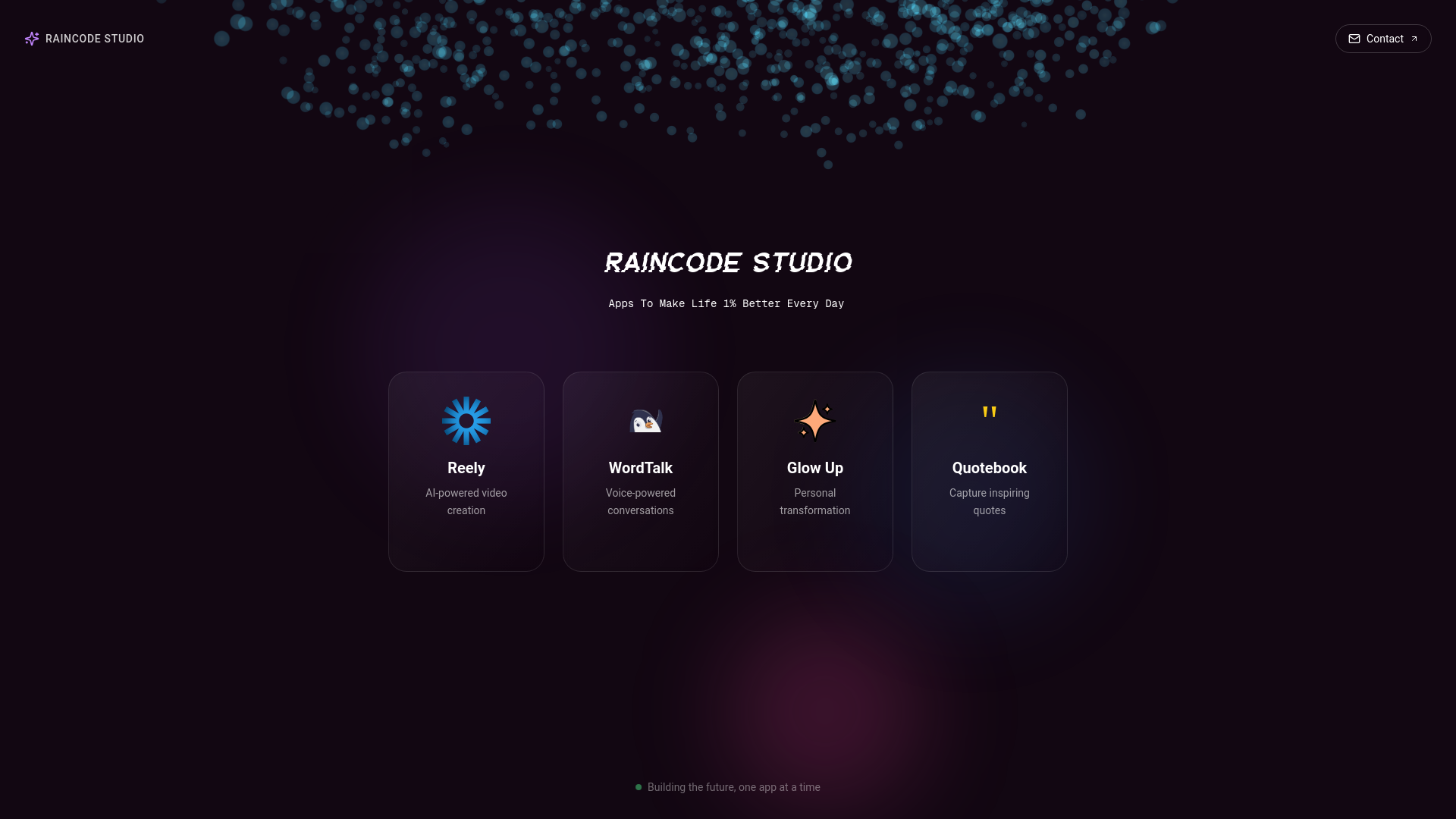 website screenshot of https://raincode-studio.pages.dev/