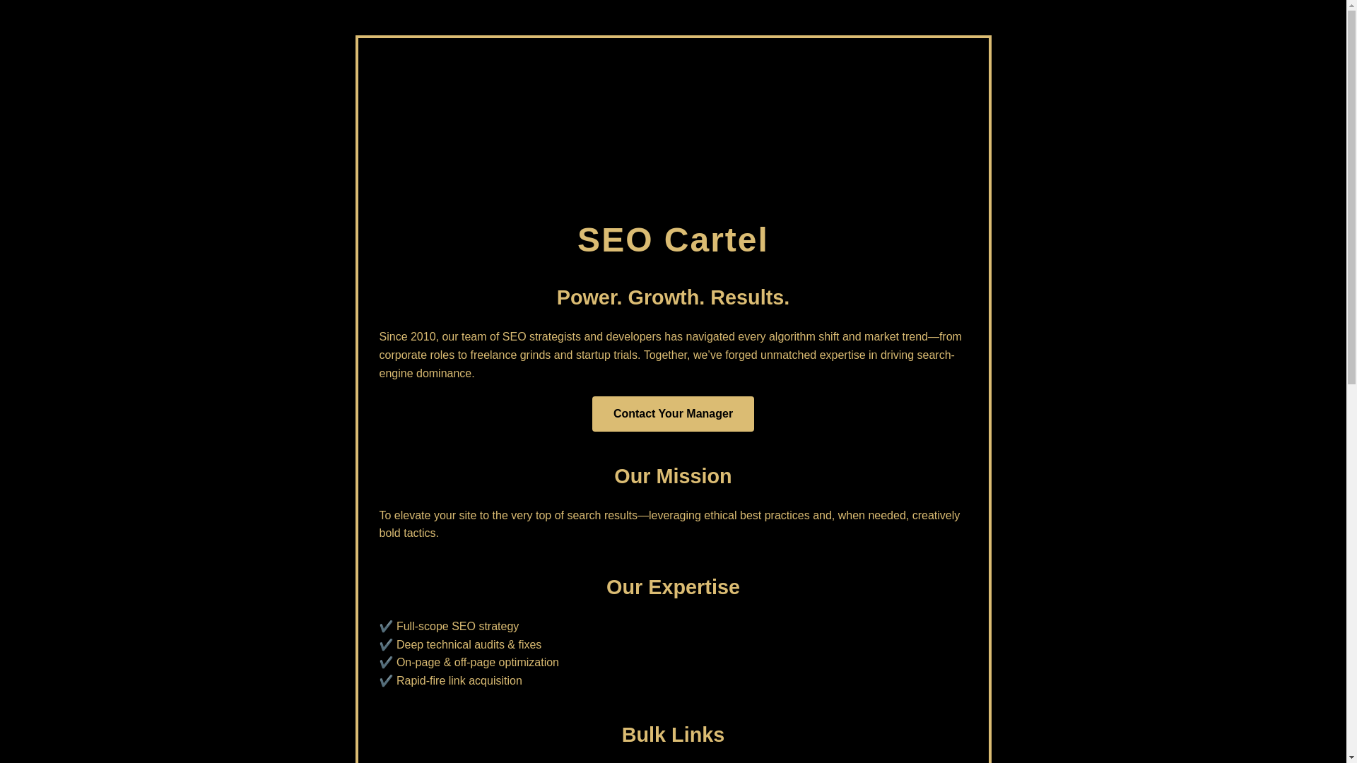 website screenshot of https://seo-cartel-32.online/