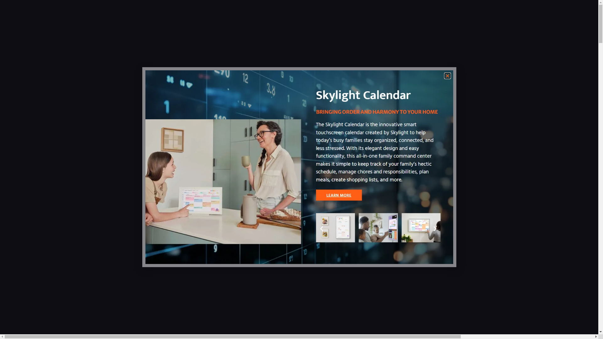 website screenshot of https://skylightcalendars.com/