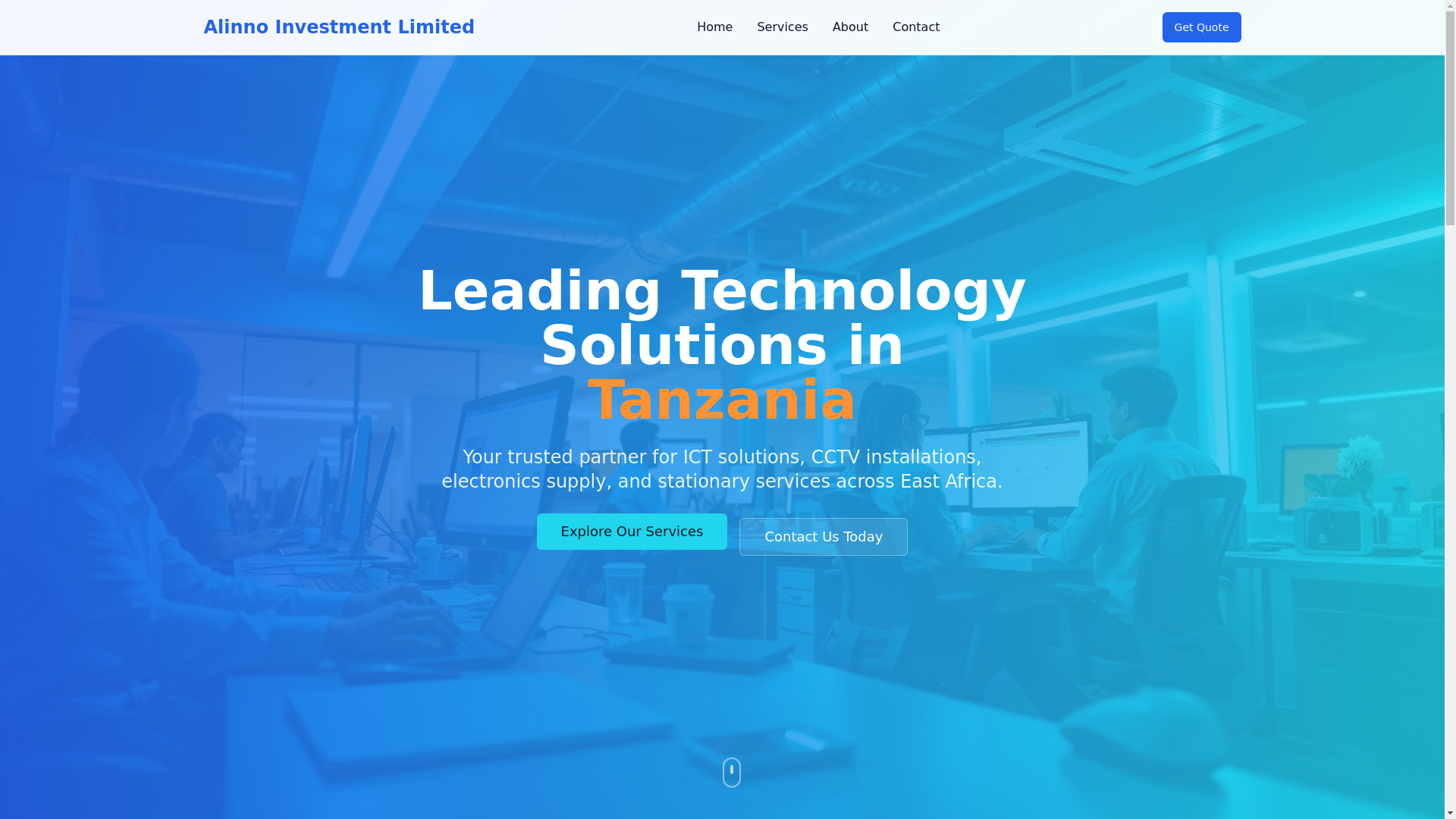 website screenshot of https://alinno.co.tz/