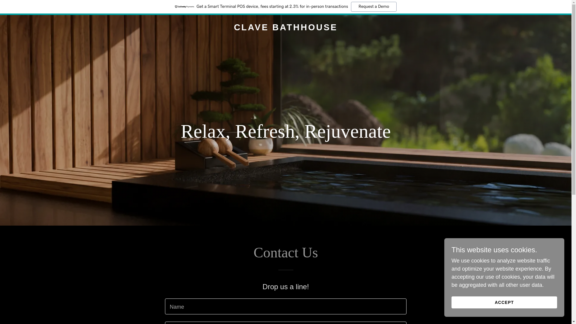 website screenshot of https://clavebathhouse.com/