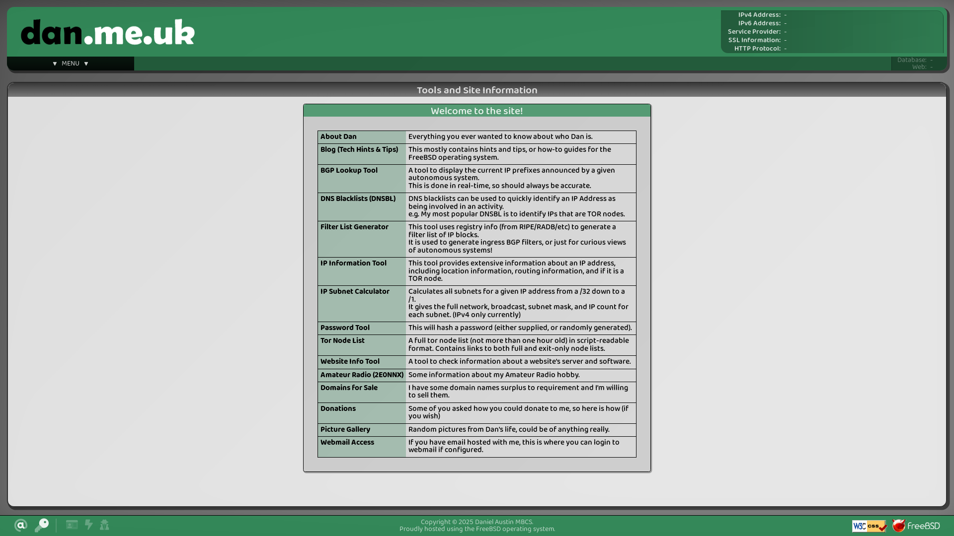 website screenshot of https://dan.me.uk