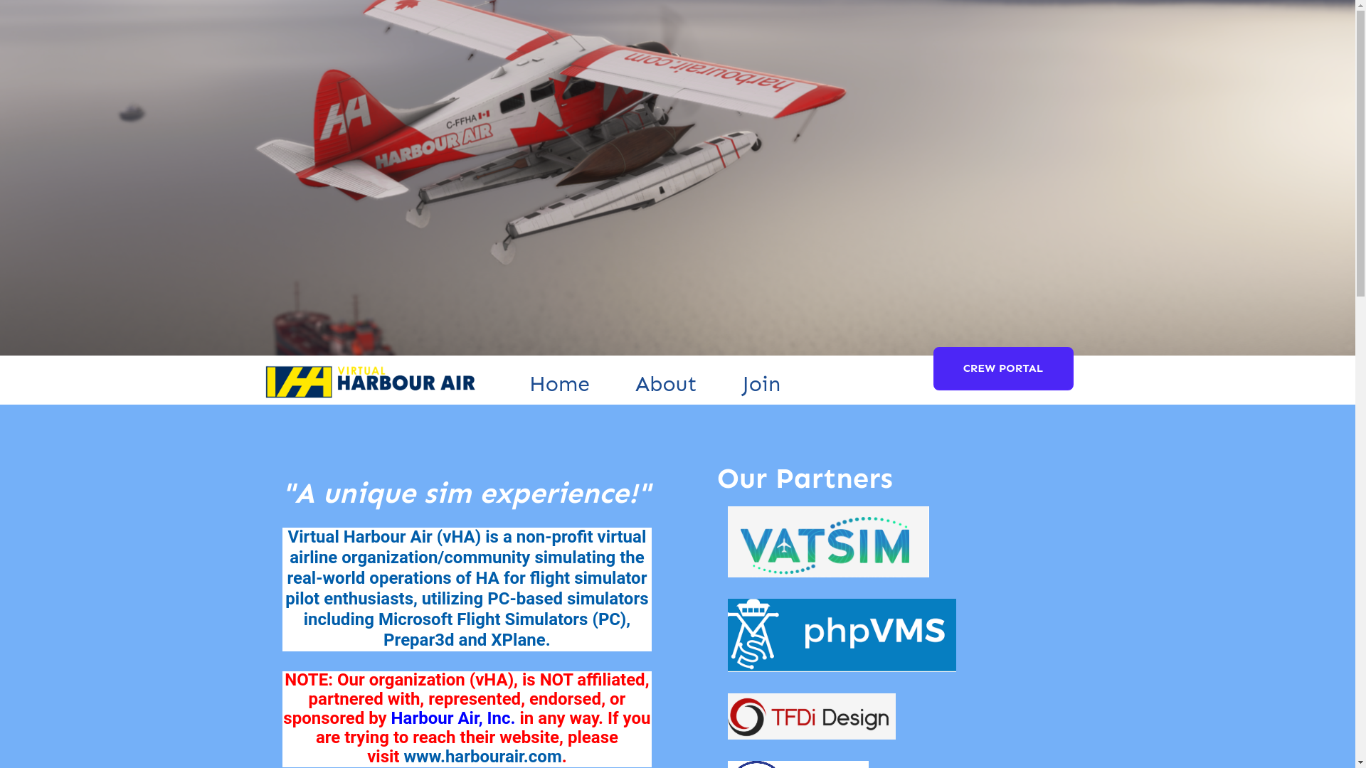 website screenshot of https://virtualharbourair.com/