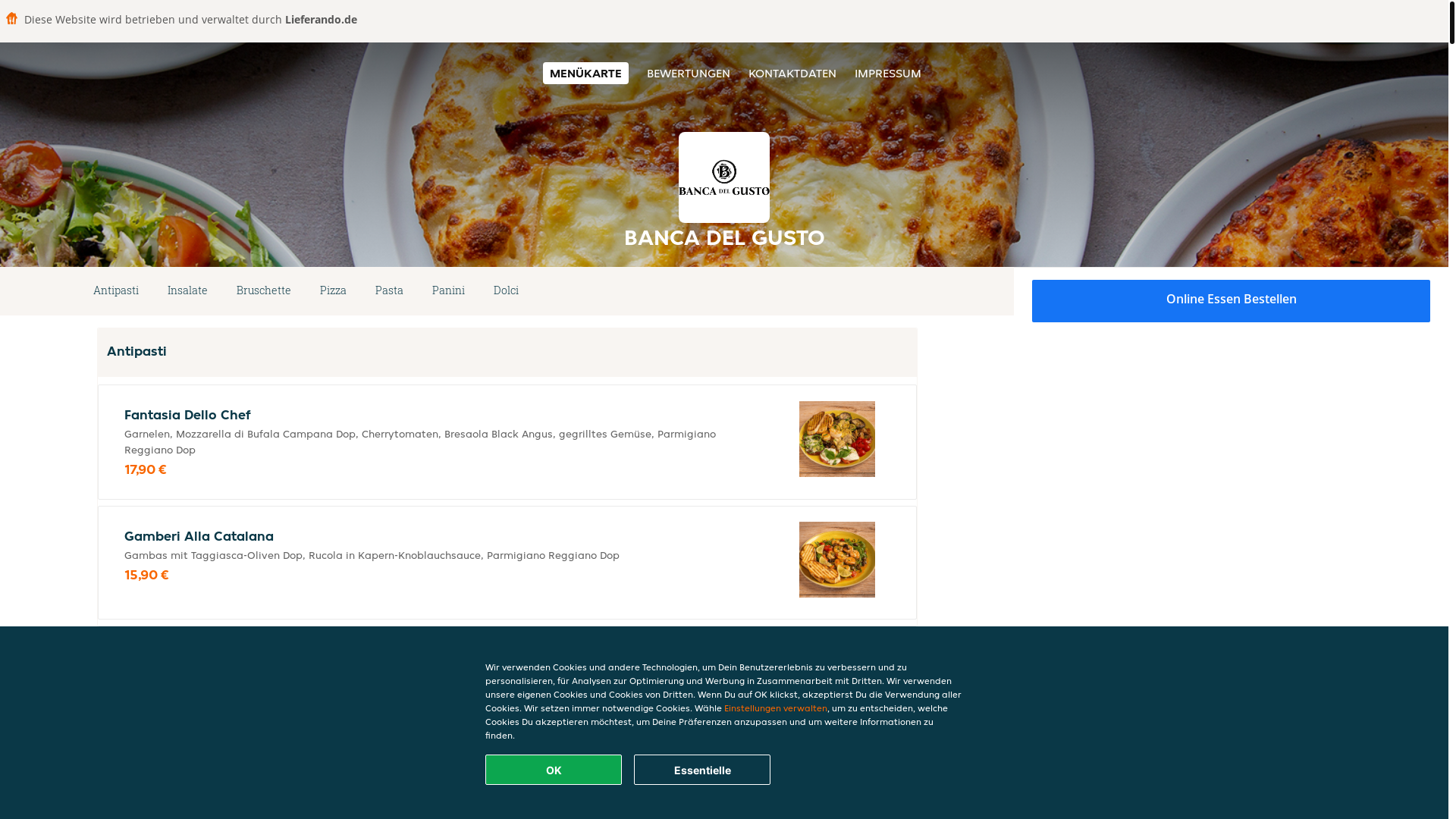website screenshot of https://bancadelgusto-munster.de/