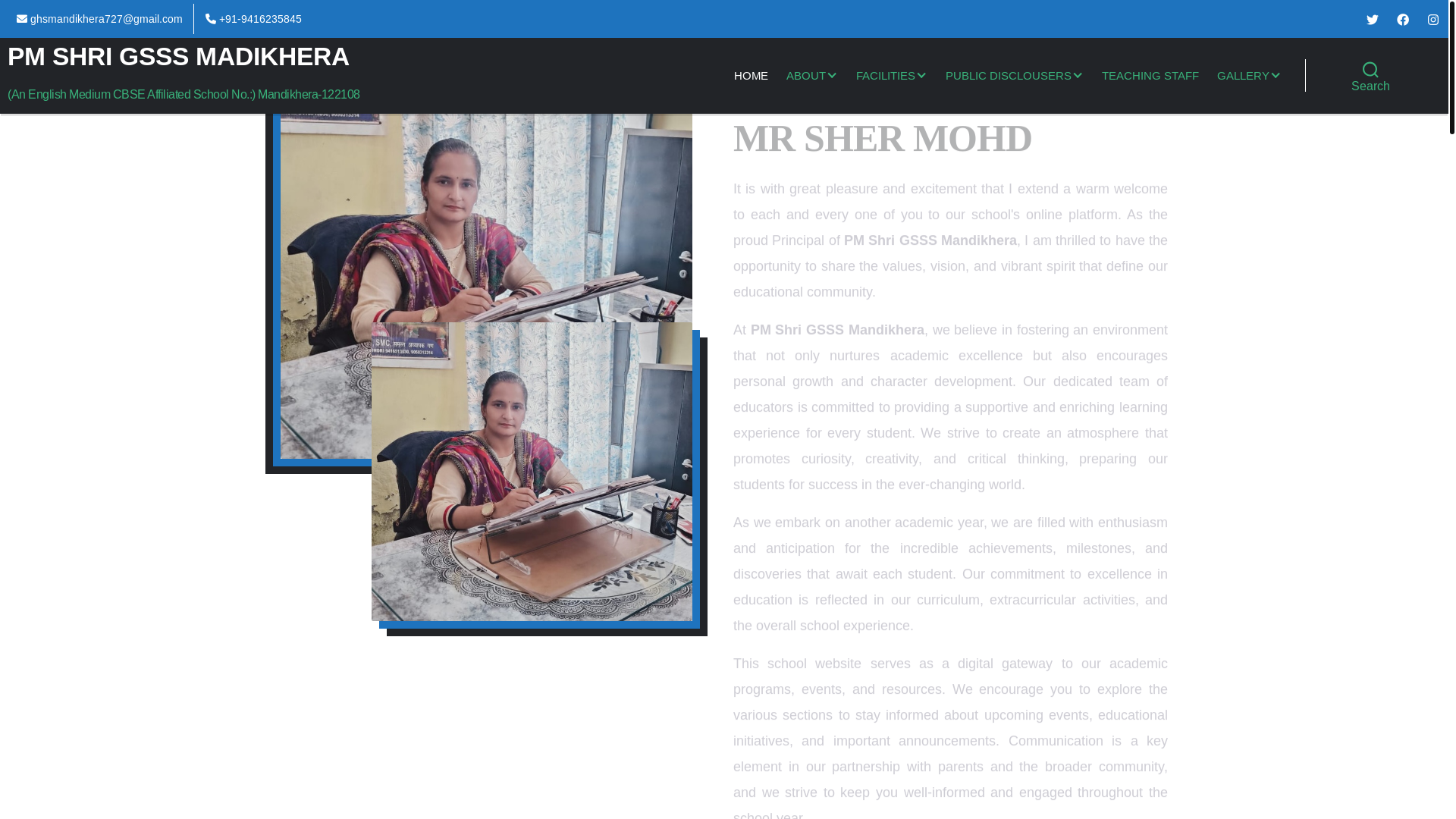 website screenshot of https://pmshrigsssmandikhera.in/