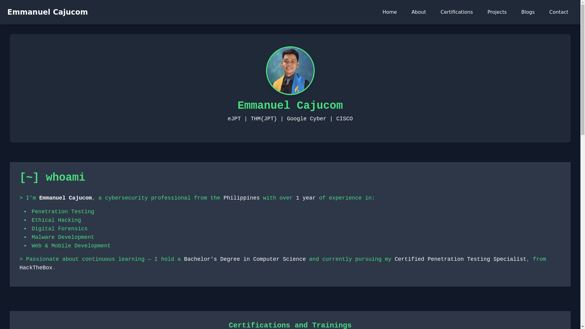website screenshot of https://emansploit.tech/