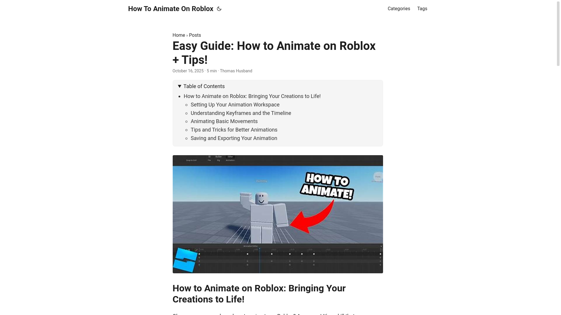 website screenshot of https://how-to-animate-on-roblox.pages.dev/