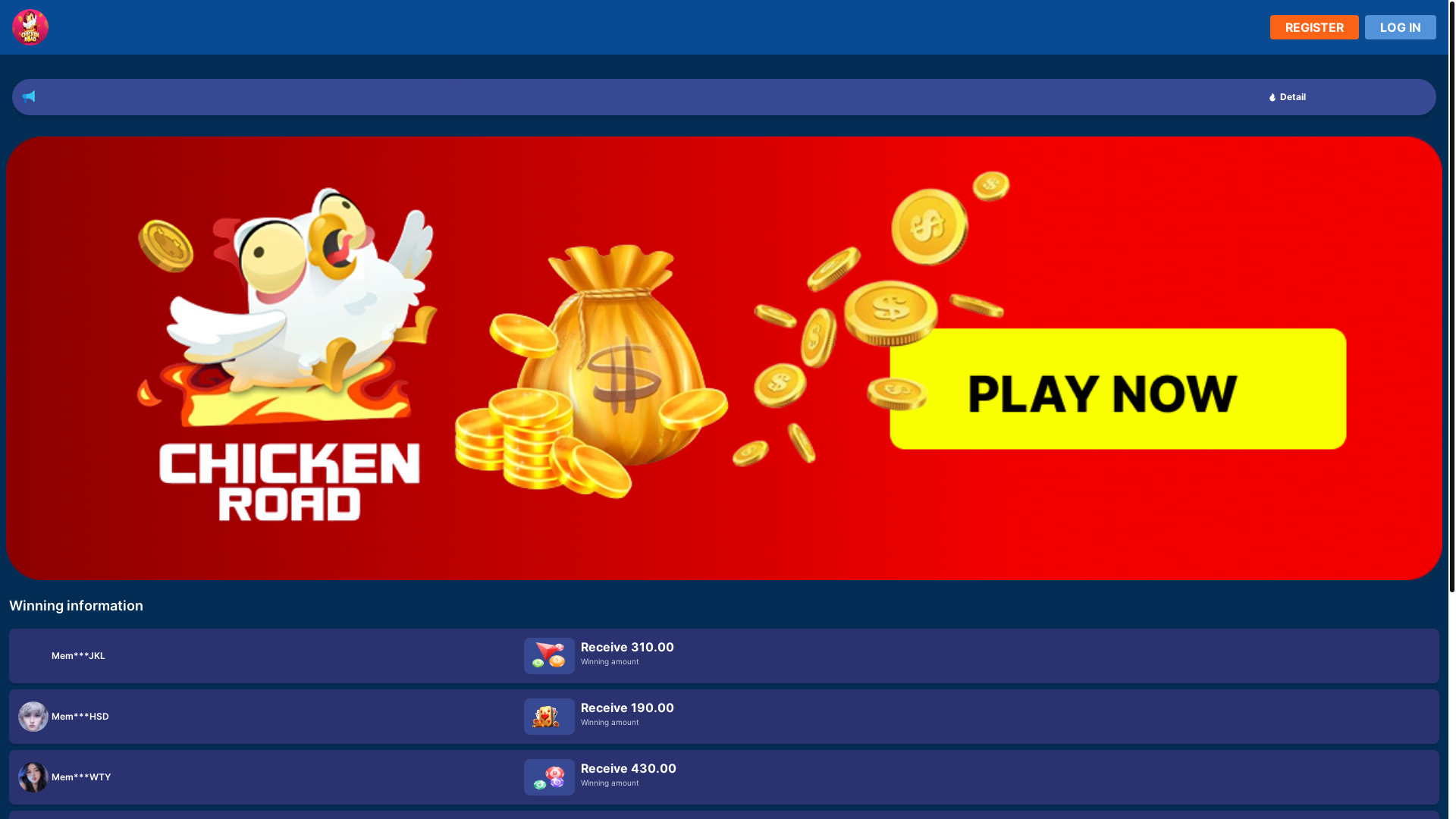 website screenshot of https://chicken-roadwin.live/