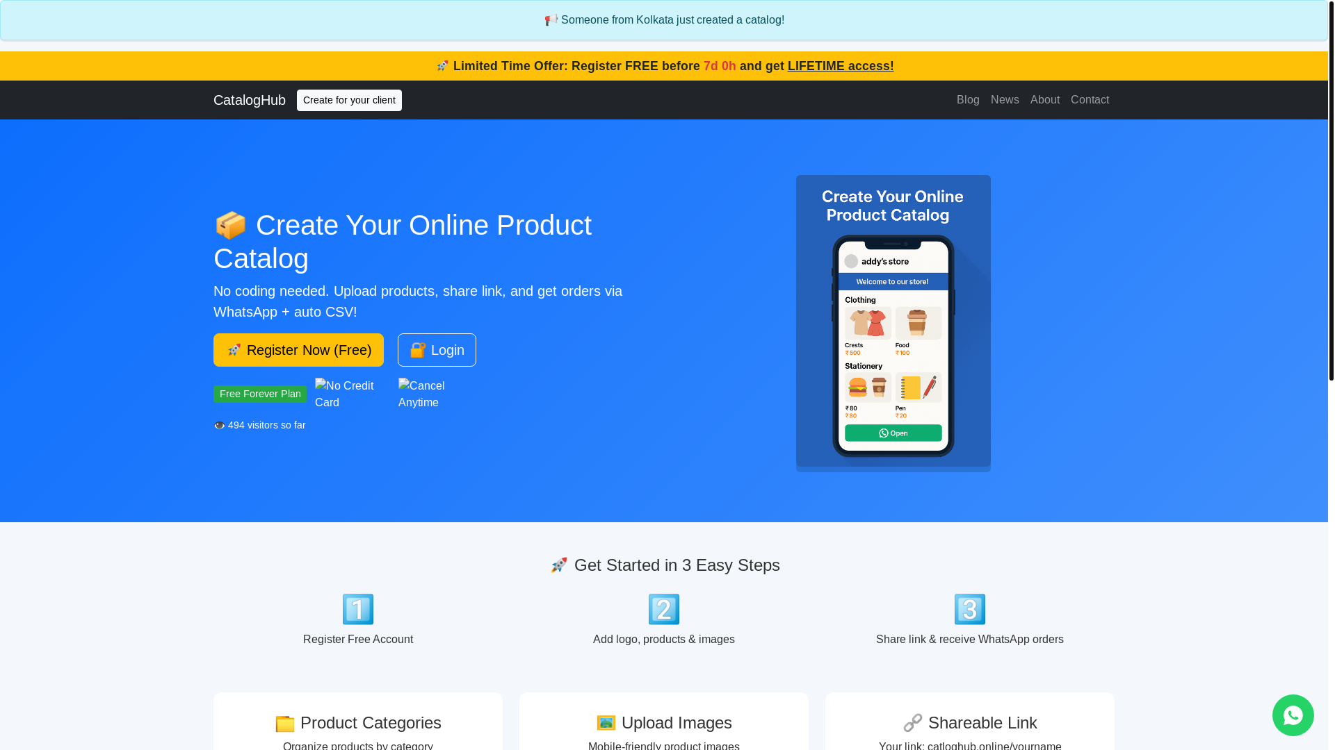 website screenshot of https://catloghub.online/