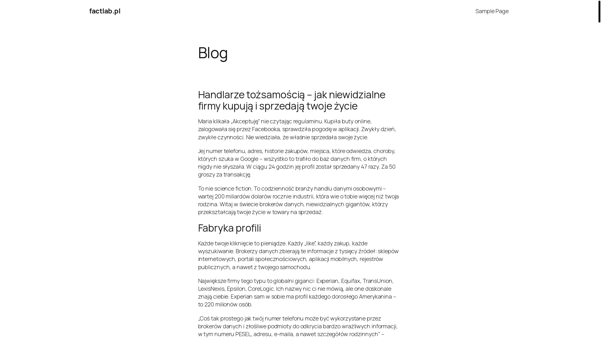website screenshot of https://factlab.pl/