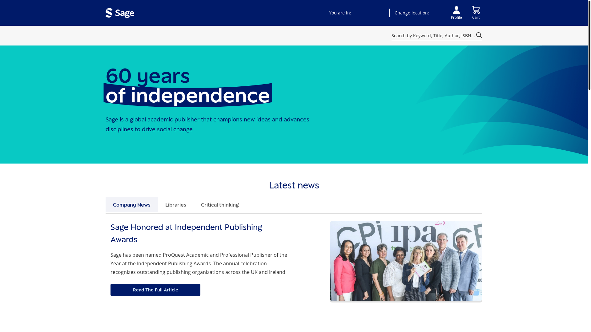 website screenshot of https://sagepub.com/