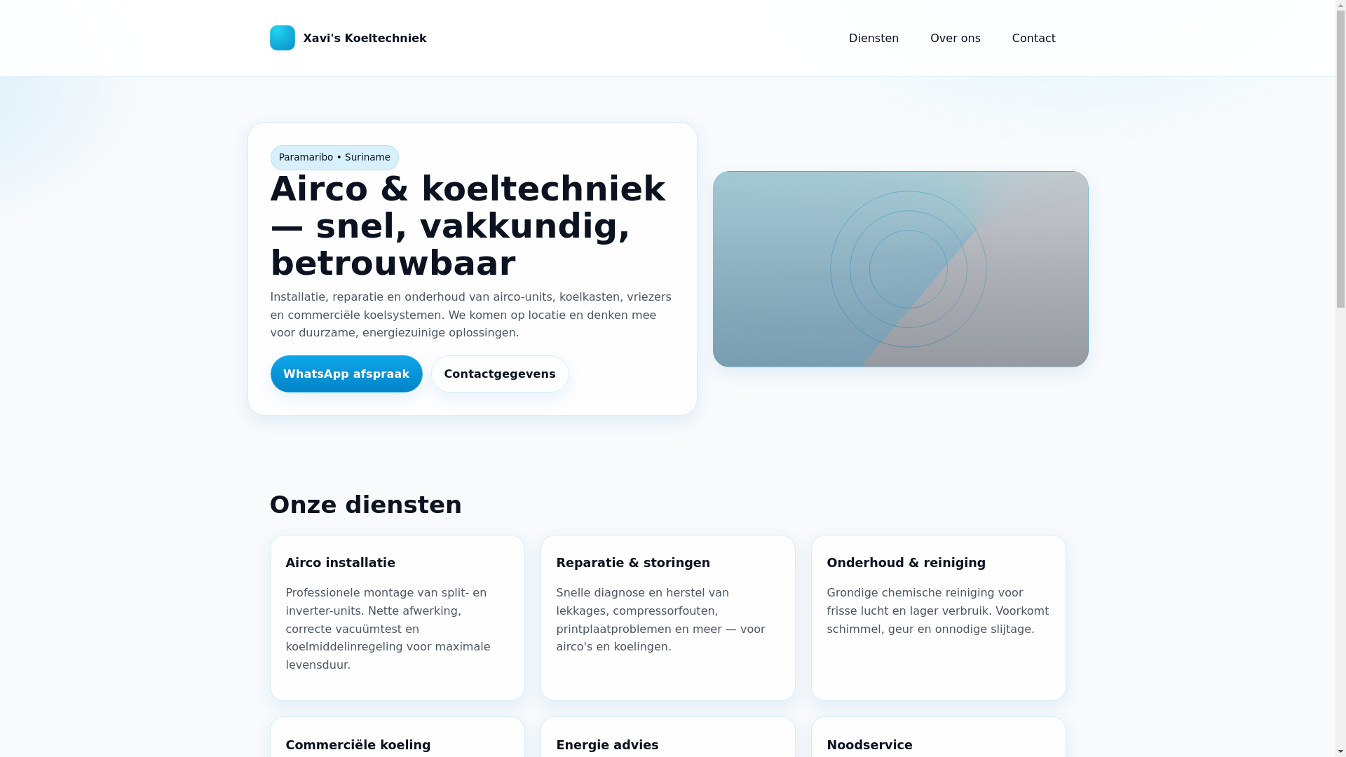 website screenshot of https://xaviskoeltechniek.pages.dev/