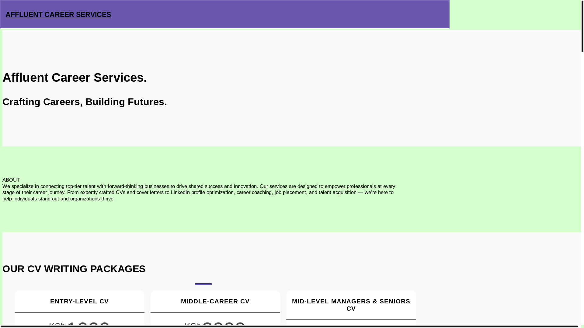 website screenshot of https://affluentcareers.com/