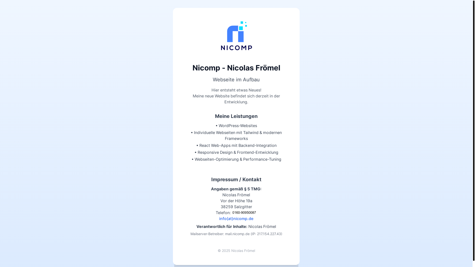 website screenshot of https://nicomp-construction-website.pages.dev/