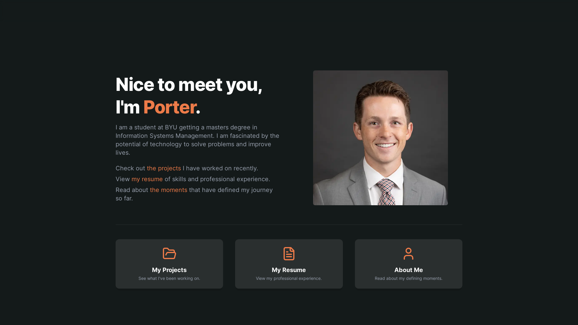 website screenshot of https://porteriverson.com/